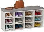 Relaxdays Schuhbank, gepolsterte Sitzfl&auml;che, 12 F&auml;cher, HBT: 49,5x104x31 cm,...