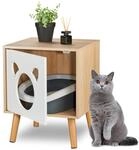 Relaxdays Katzenschrank mit T&uuml;r, HxBxT: 50x40x40 cm, Katzenklo verstecken,