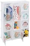 Relaxdays Steckregal Kinder, 2 Kleiderstangen, T&uuml;ren mit Tierkindern, HBT: