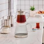 Karaca Keops Borosilikatglas Teekannen-Set mit Edelstahl-Teesieb, 2 L Kessel &...