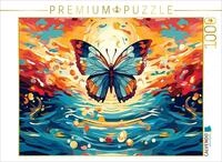 CALVENDO Puzzle Bunter Schmetterling vor Sonnenuntergang | 1000 Teile...