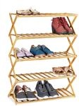 Relaxdays faltbares Schuhregal, 5 Ebenen, Bambus Schuhst&auml;nder, Natur