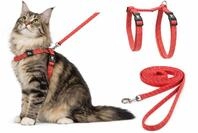 katzengeschirr - gro&szlig;e Katze Elza Koralle - 22-32cm - 35-56cm - Leine 120cm - Nylon
