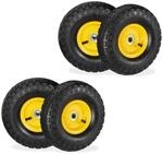 Relaxdays Sackkarrenrad 4er Set, 4.10 3.50-4, luftbereift, Stahlfelge, 136 kg,