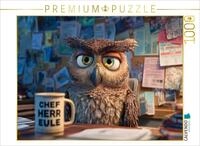 CALVENDO Puzzle B&uuml;ro-Eule mit Kaffeetasse und genervtem Blick | 1000 Teile