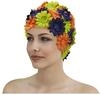 Fashy Stoffbadehaube mit Bl&uuml;ten, aus Nylon, orange-blau-gr&uuml;n, 3454