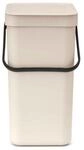 Brabantia Sort & Go Abfalleimer mit Deckel 12 L (Soft Beige), platzsparender