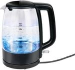 Alpina Wasserkocher 1,7 Liter, Glas, Transparent/Schwarz, 2200W, Kabellos mit...