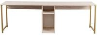 Zeitgem&auml;&szlig;er und praktischer Schreibtisch, Travertin, Gold, 240 x 74 x 60 |...