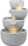 dobar&reg; Gartenbrunnen Rama mit LED-Beleuchtung - Springbrunnen 4-stufig aus