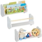 Relaxdays B&uuml;cherregal Wolke, 3er Set, Kinderb&uuml;cherregal Wand, HxBxT: 24 x 50...