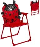 Relaxdays Kinder Klappstuhl, Campingstuhl Marienk&auml;fer-Motiv, HBT 51,5x36x37,5...