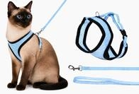 katzengeschirr - Harms blaues Katzengeschirr mit passender Leine - atmungsaktives