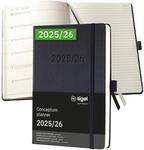 SIGEL C2603 Terminplaner Wochennotiz-Kalender 2025/2026 A5, schwarz, Hardcover,...
