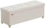 SONGMICS Sitzbank mit Stauraum, Hocker faltbar, 38 x 110 x 40 cm, Aufbewahrungsbox