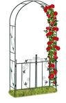 Relaxdays Rosenbogen mit T&uuml;r, Garten Rankhilfe Kletterpflanzen, gr&uuml;n |...