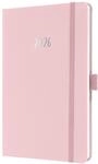 SIGEL J6405 Wochenkalender 2026 A5 rosa, Hardcover mit Textileinband, Gummiband,