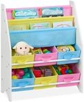Relaxdays Kinderregal mit 6 Boxen, 2 Taschen, Spielzeugregal f&uuml;r Kinderzimmer,...