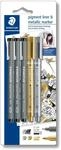STAEDTLER pigment liner und metallic Marker im Set, hohe Qualit&auml;t, Set mit 3