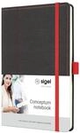 SIGEL CO695 Premium Notizbuch A5 dotted, Leder-Look grau, rot, Hardcover, 194