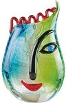 GILDE GLAS art Vase Gesicht - Skulptur und Dekoobjekt handgefertigt - H 28 cm