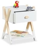 Relaxdays Nachttisch Kinder, Schublade, HBT 42x34x32 cm, Kinderzimmer,...
