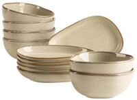 M&Auml;SER Serie Cordelia, 12-teiliges Snacking Set aus hochwertigem Steinzeug,