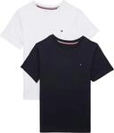 Tommy Hilfiger Jungen 2er Pack T-Shirts Kurzarm Rundhalsausschnitt, Blau (Desert