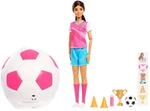 Barbie Team Roll und Reveal Fu&szlig;ballspielerin-Puppe und Zubeh&ouml;r | Br&uuml;nette