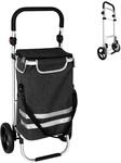 Relaxdays Einkaufstrolley, 2 gro&szlig;e R&auml;der, K&uuml;hlfach, abnehmbare Tasche, 45 l, bis