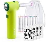 JOLLY Airbrush Textil Set, inkl. 12 Textilmarker mit Doppelspitze, 4 Schablonen...
