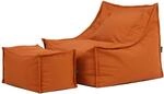 Icon Alto Outdoor Sitzsack Sessel mit Hocker, Orange, Olefin Stoff f&uuml;r Drinnen...