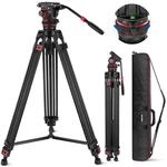 NEEWER 74" Video Stativ mit verstellbarem D&auml;mpfungs Fluidkopf, TP75 | Metall,
