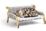 Relaxdays Katzenbett flauschig, erh&ouml;hter Katzenh&auml;ngesessel, grau/Natur