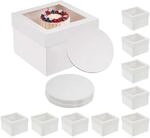 Relaxdays Tortenbox 10er Set, Fenster & Cakeboards, HBT: 20x30x30 cm,