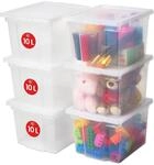 Iris Ohyama Vielseitige Aufbewahrungsbox mit Deckel, Stapelboxen, 10L, 6er-Set,