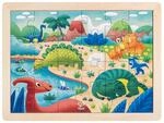 Dino-Puzzle, 24 Teile, inklusive Holzrahmen und Malvorlage