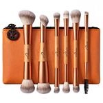 Reise Make-up Pinsel Set | 7-teiliges Schminkpinsel Set mit Tasche | 6 vegane...