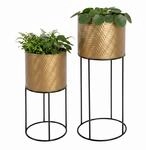 Relaxdays Blumenst&auml;nder 2er Set, Metall, 2 Gr&ouml;&szlig;en, Gestell, schwarz/gold 