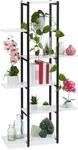 Relaxdays Pflanzenregal, Blumentreppe mit 6 Ablagen, schwarz/wei&szlig; | HBT: 150 x...
