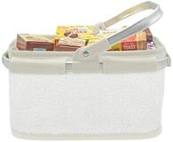 Tanner DER KLEINE Kaufmann Tanner Deco &ndash; Einkaufskorb aus Teddystoff (wei&szlig;,...