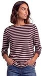 Street One Damen 3/4-Arm Shirt mit Boat Neck und Streifen | rustic rouge 38