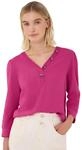 Damen 3/4-Arm Shirt mit V-Ausschnitt und Kn&ouml;pfen