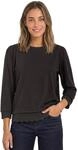 Street One Damen 3/4-Arm Shirt mit Spitzenkante am Saum | black coffee 38