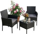 Relaxdays Gartenm&ouml;bel Set, 3-TLG. Rattan Sitzgruppe, 2 Personen, 2X Sessel &