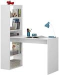 Habitdesign Schreibtisch mit Regal Duplo Wei&szlig; | Kompakter Computertisch...