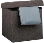 Relaxdays Faltbarer Sitzhocker, Sitzcube als Fu&szlig;ablage, Sitzw&uuml;rfel aus Leinen,