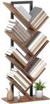 HOMCOM B&uuml;cherregal Standregal mit 7 Ebenen Schmal Baumform Rustikal Braun 