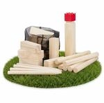 Relaxdays Wikinger Wurfspiel aus Kiefernholz, Natur Kubb Wikingerspiel, roter...