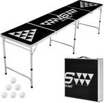 VEVOR Klappbarer Bierpong-Tisch 2,4 x 0,6 x 0,7 m mit 6 Tischtennisb&auml;llen 